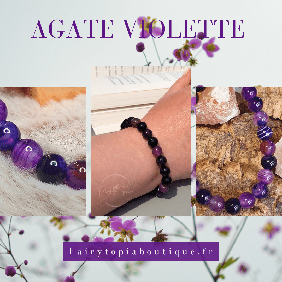 Bracelet en Agate Violette - Élégance et Sérénité en Perles de 8 mm – Image 6
