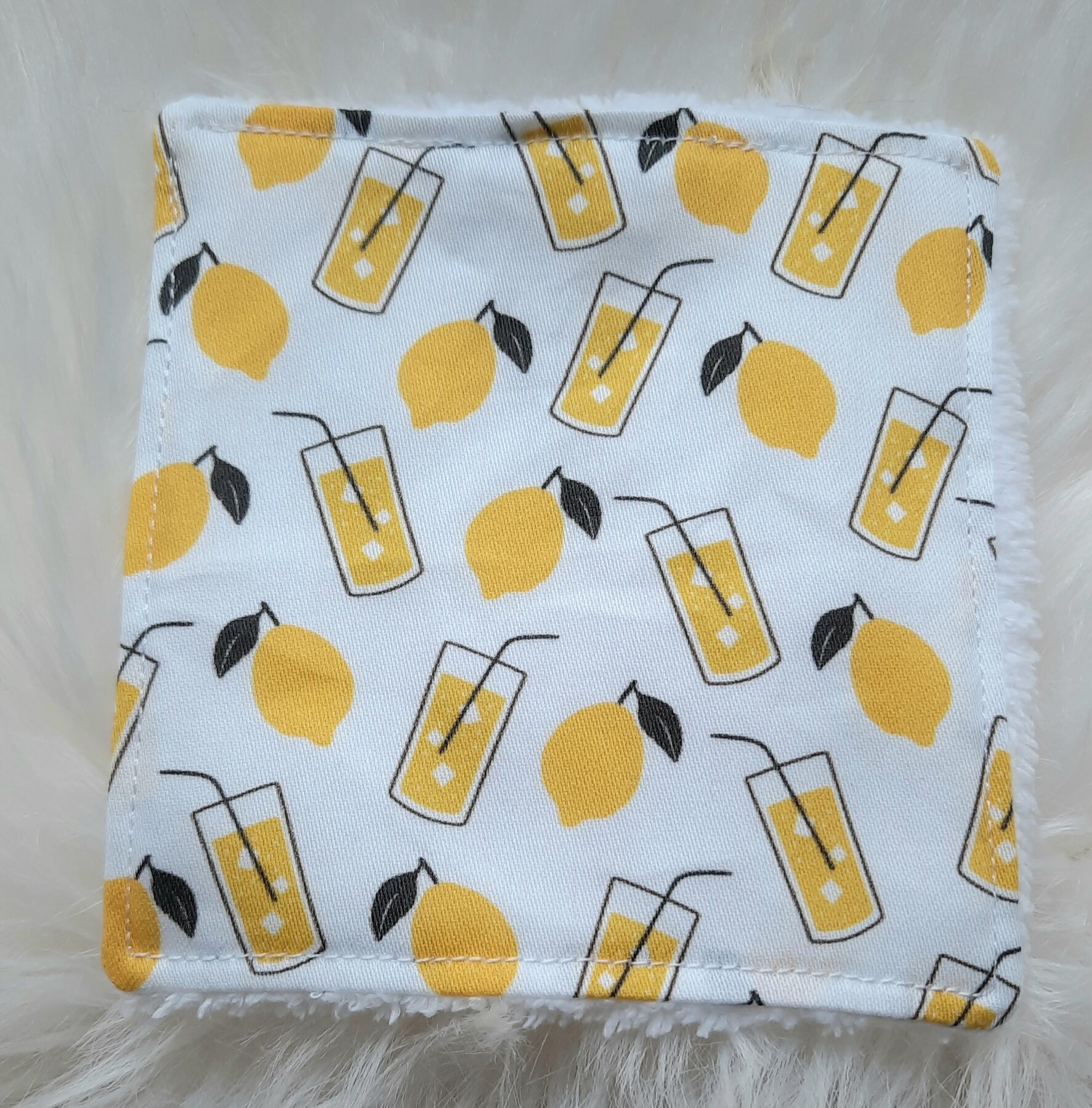 Lingettes Démaquillantes Lavables en Éponge de Bambou et Popeline de Coton - Motif Limonade, Fabrication Française, Certifiées Oeko-Tex – Image 3