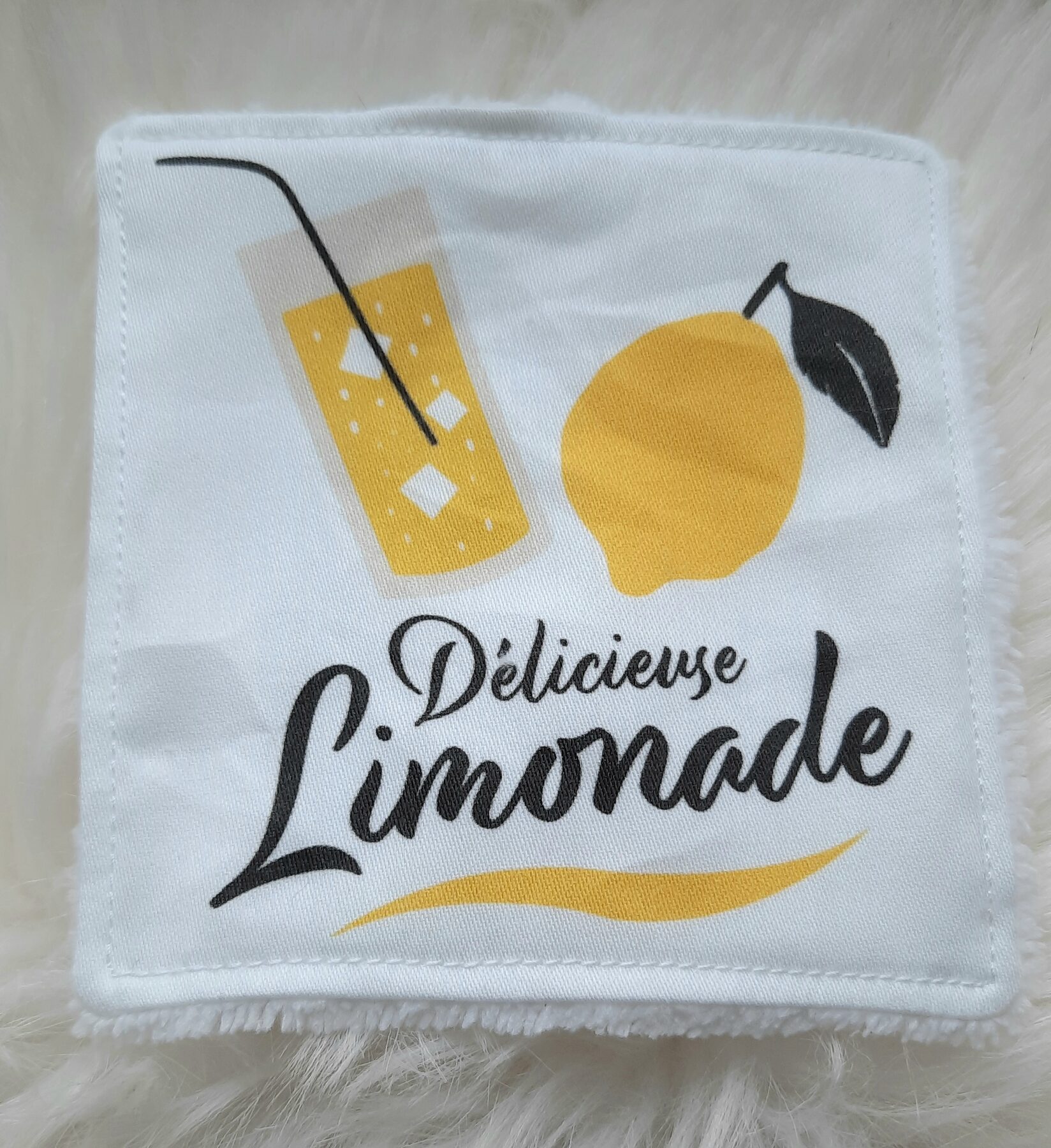 Lingettes Démaquillantes Lavables en Éponge de Bambou et Popeline de Coton - Motif Limonade, Fabrication Française, Certifiées Oeko-Tex – Image 2