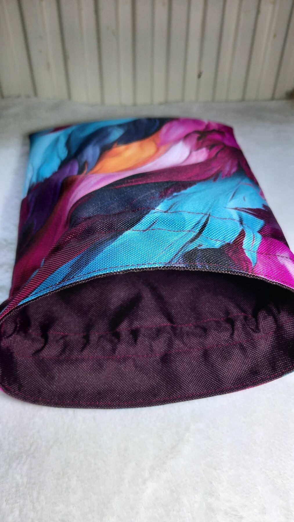 Pochon Imperméable Fait Main – Motif Plumes, Tissu Oeko-Tex – Image 2
