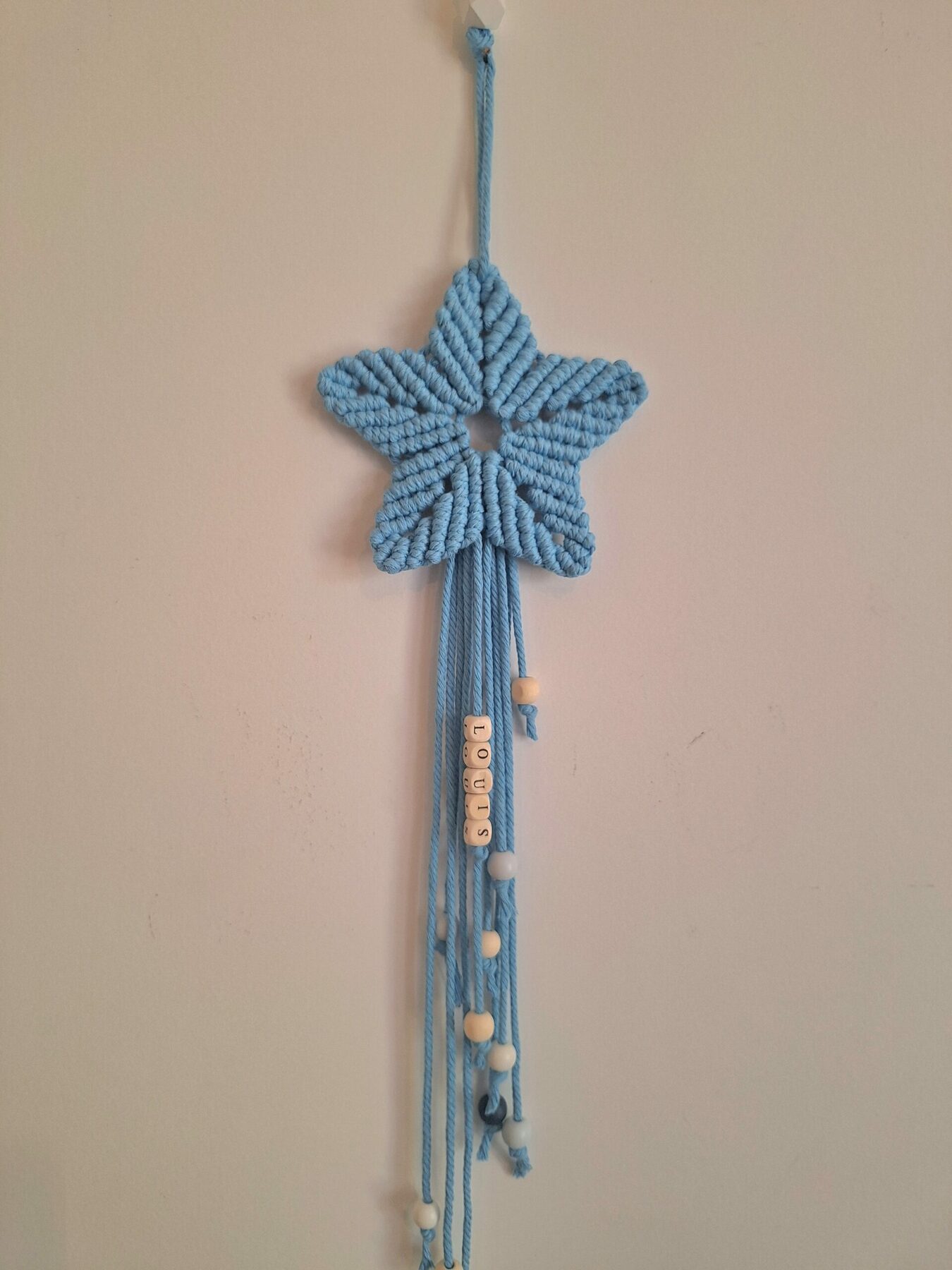 étoile filante macramé personnalisable bleue ciel