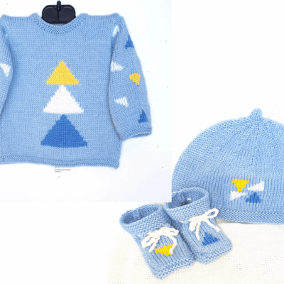 Ensemble bébé tricot, brassière bonnet chaussons taille 3 mois