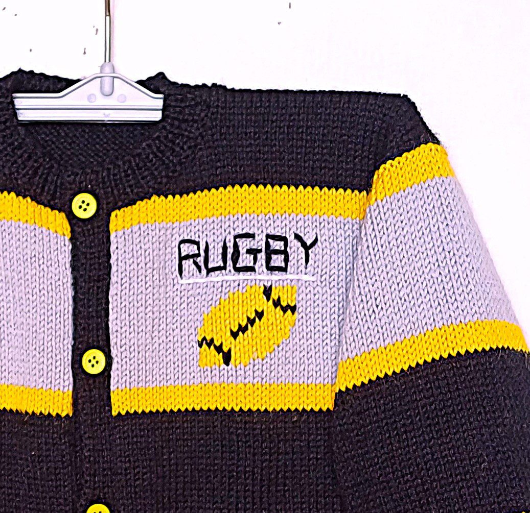 Veste tricot enfant, motif rugby, taille 2 ans – Image 2