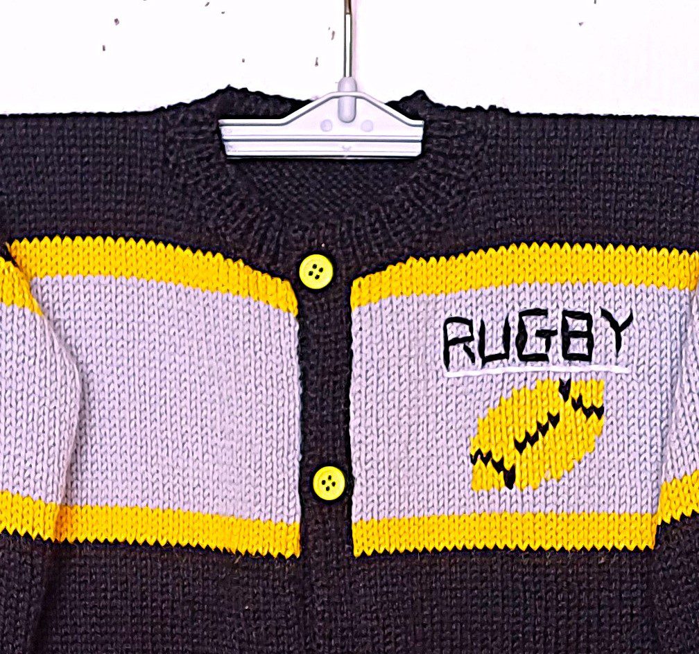 Veste tricot enfant, motif rugby, taille 2 ans – Image 3