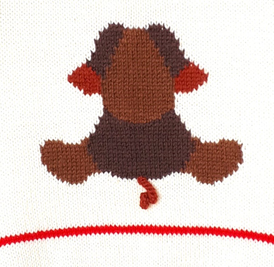 Pull enfant tricot, fait main, avec un chien taille 4 ans – Image 5