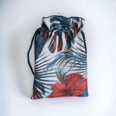 Pochon Imperméable Fait Main Bikinibag - Motif Tropical (H28cm x L20cm)