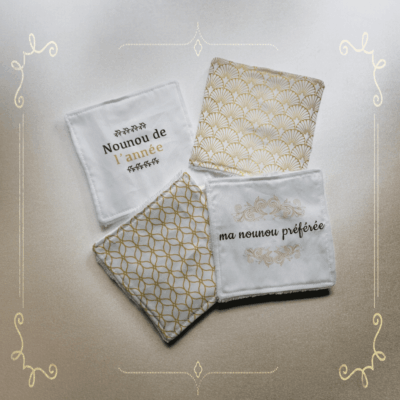 Lingettes Écoresponsables Fait Main - Lot de 4 en Coton et Bambou