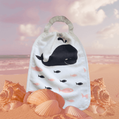Serviette de Table Enfant en Éponge de Bambou - Motif Baleine, Made in France
