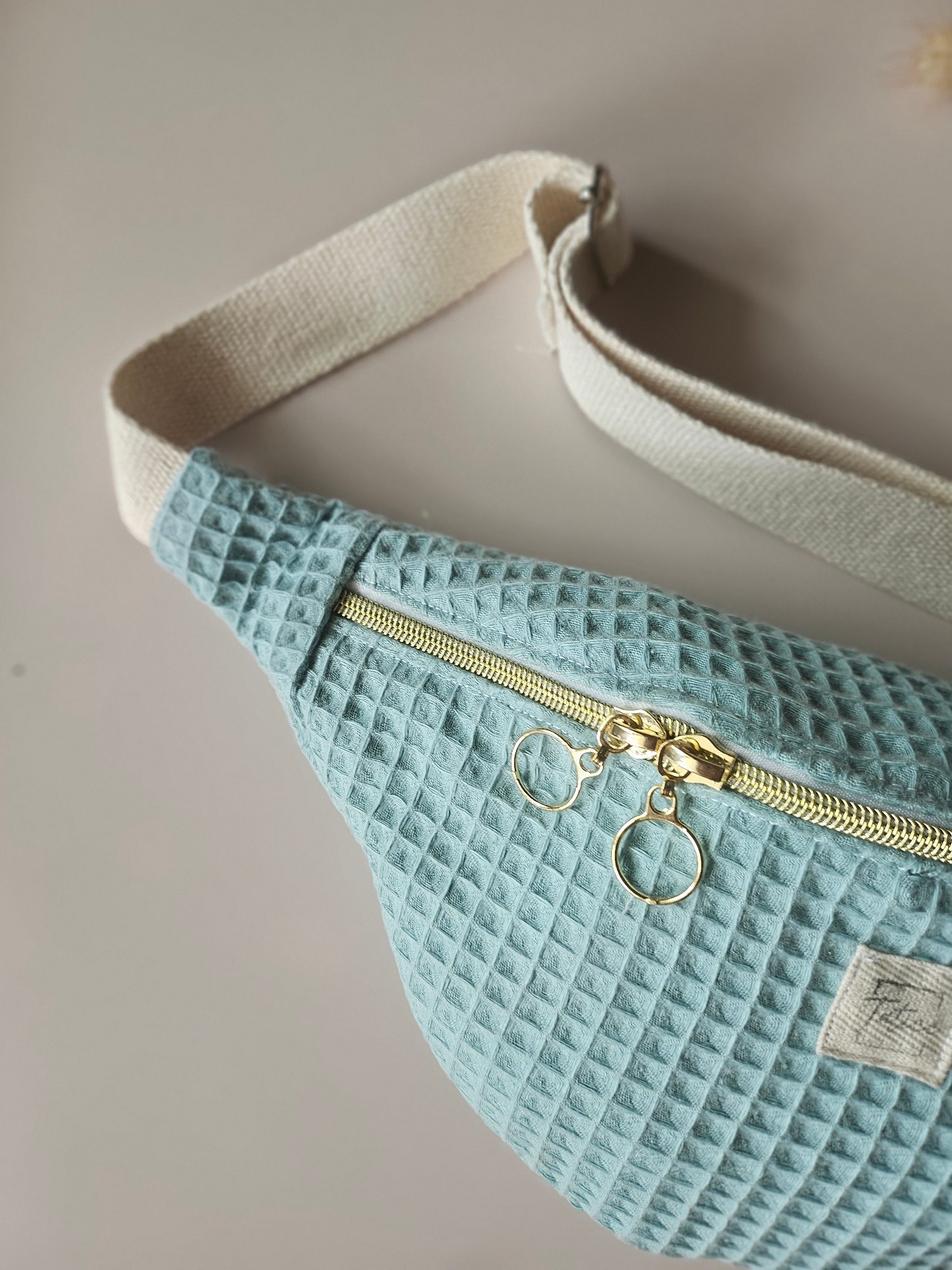 Sac banane nid d'abeille vert eau