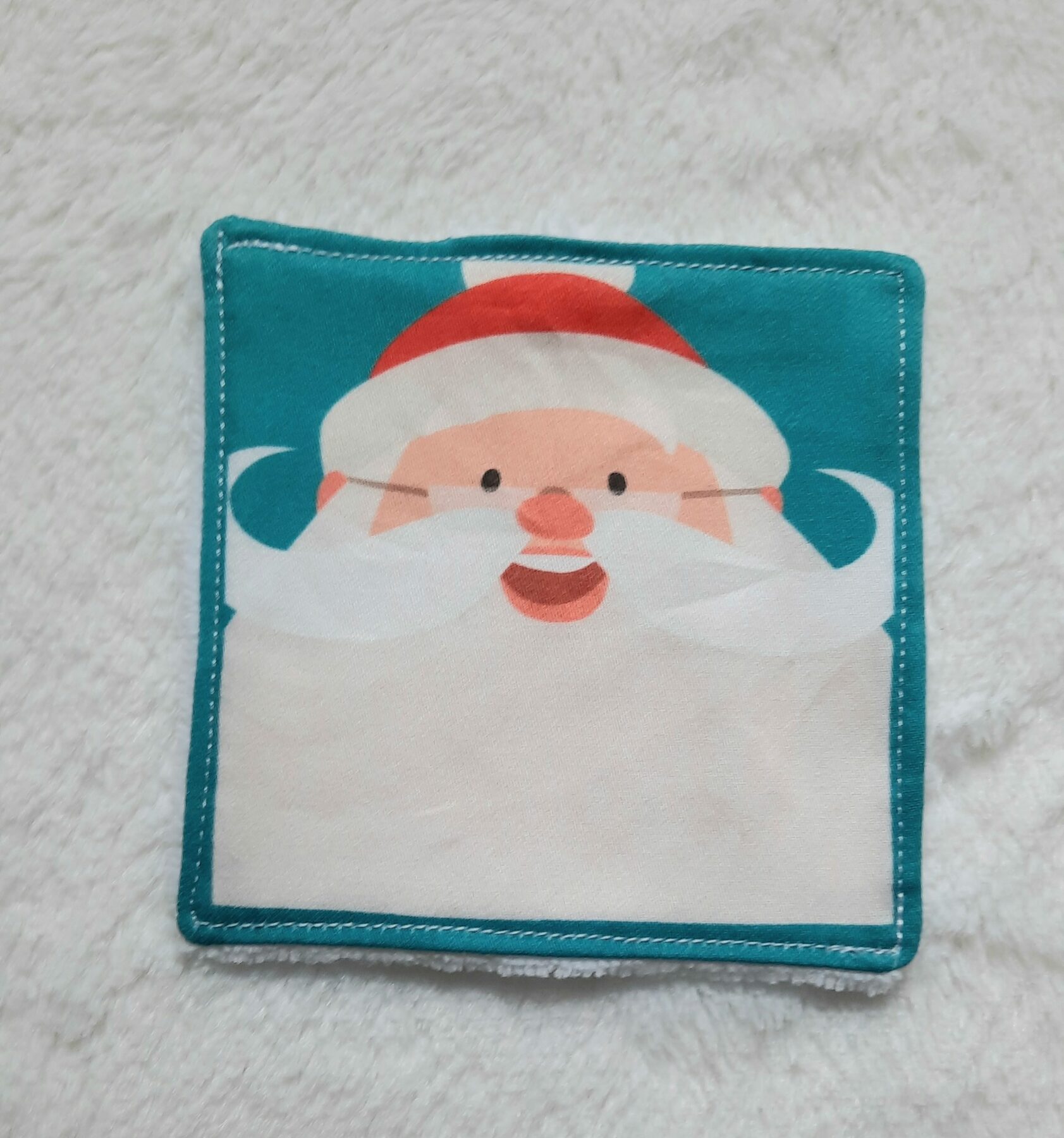 Lot de 4 Lingettes Démaquillantes Lavables Noël - Éponge de Bambou et Popeline de Coton, Fait Main, Fabrication Française – Image 2