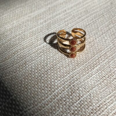 Bague Circé - Bague en acier inoxydable doré et pierres naturelles