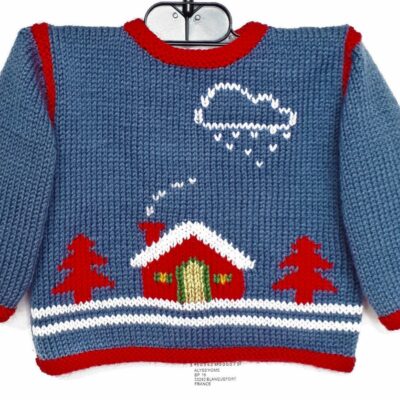 Brassière de Noël pour bébé 3 mois; tricot main en laine