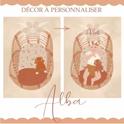 Illustration personnalisée Alba | illustration sur base de photo | cadeau naissance