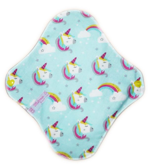 Pack 4 serviettes hygiéniques lavables LICORNES (M) - Zéro déchet - shl - serviette périodique fille