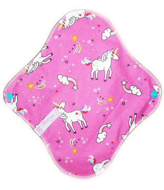 Pack 4 serviettes hygiéniques lavables LICORNES (M) - Zéro déchet - shl - serviette périodique fille