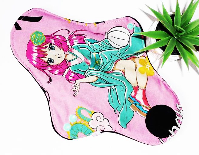 Serviette hygiénique lavable MANGA (XL / NUIT : Flux abondant et nuit) - Zéro déchet - shl - serviette périodique ado fille - femme