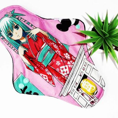 Serviette hygiénique lavable MANGA (XL / NUIT : Flux abondant et nuit) - Zéro déchet - shl - serviette périodique ado fille - femme