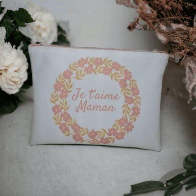 Trousse imperméable fait main "Je t'aime maman" – Cadeau parfait pour maman