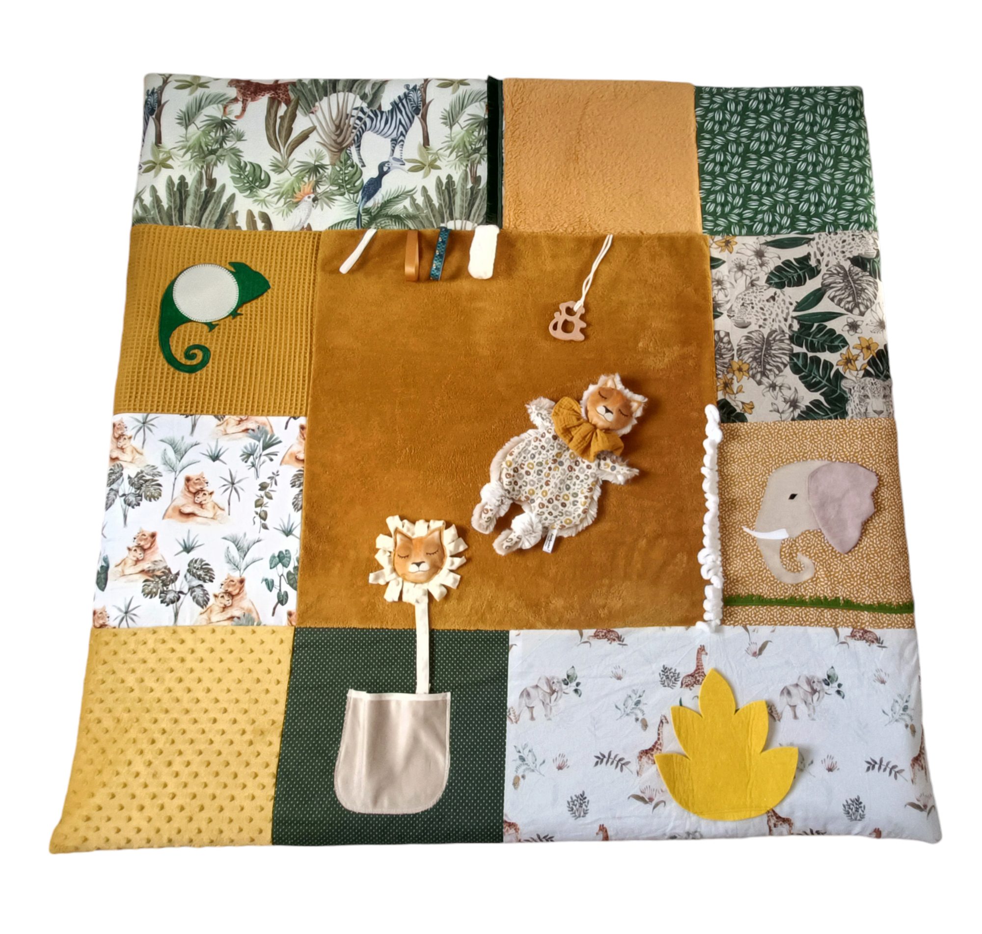 Doudou lion personnalisé en double gaze & fourrure – Image 4