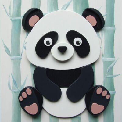 tableau panda en bois