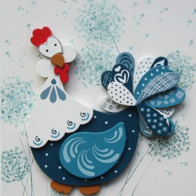 tableau poule en bois