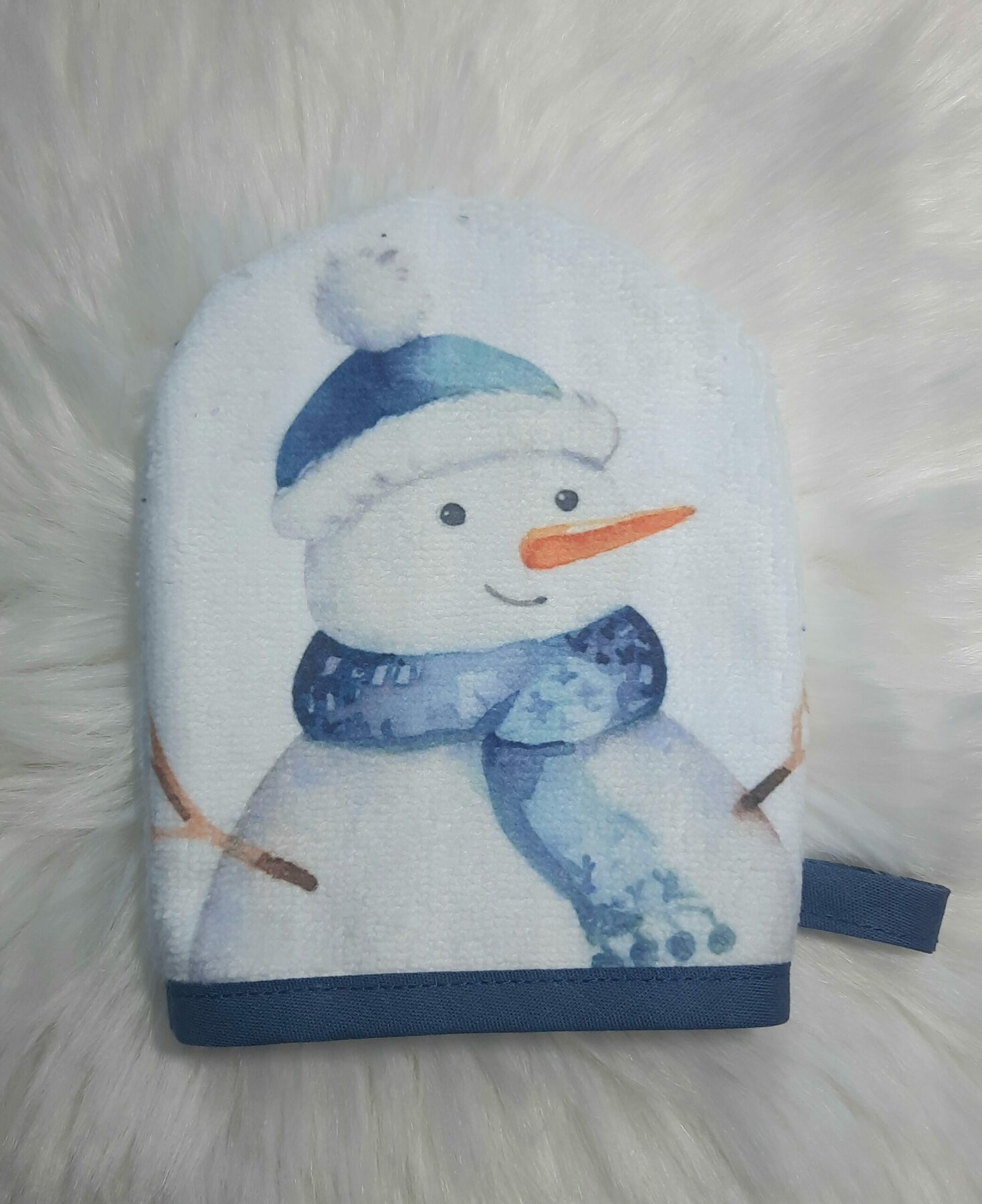 Mini-Gants de Toilette ou Démaquillage en Bambou - Motif Pingouin de Noël, Fait Main en France – Image 3