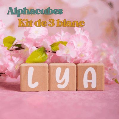 Alphacubes - Cubes en Bois de 5cm x 5cm | Kits de 3 + Stickers