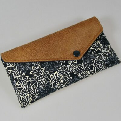 Étui à lunettes, pochette en tissus coton japonais bleu marine