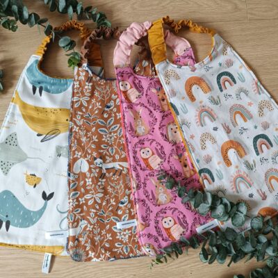 Serviette de cantine élastiquée personnalisée – Bambou & Coton