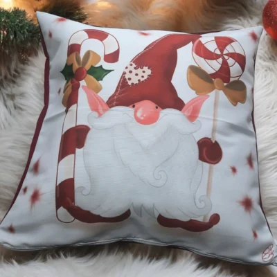Coussin Décoratif de Noël - Gnome et Sucre d'Orge