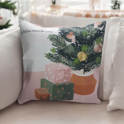 Coussin décoratif fait main "Un Noël pas comme les autres" – Motif scandinave