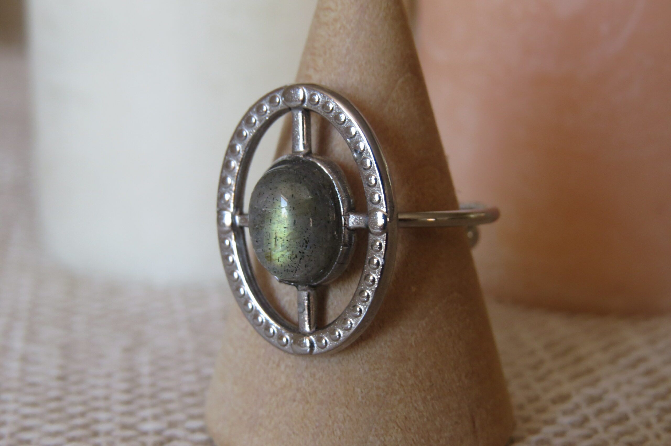 Bague Constance - Labradorite et acier inoxydable