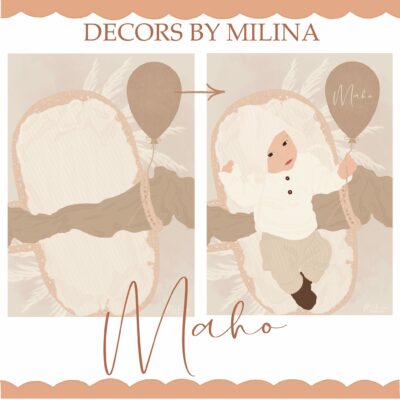 Illustration personnalisée Maho | illustration sur base de photo | cadeau naissance