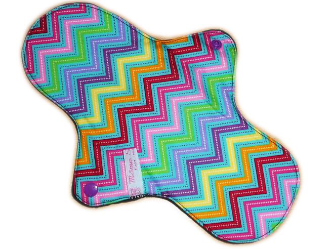 Serviette hygiénique lavable ZIG ZAG (L : Flux moyens à forts) - Zéro déchet - shl - serviette périodique ado fille femme - Hygiène intime féminine