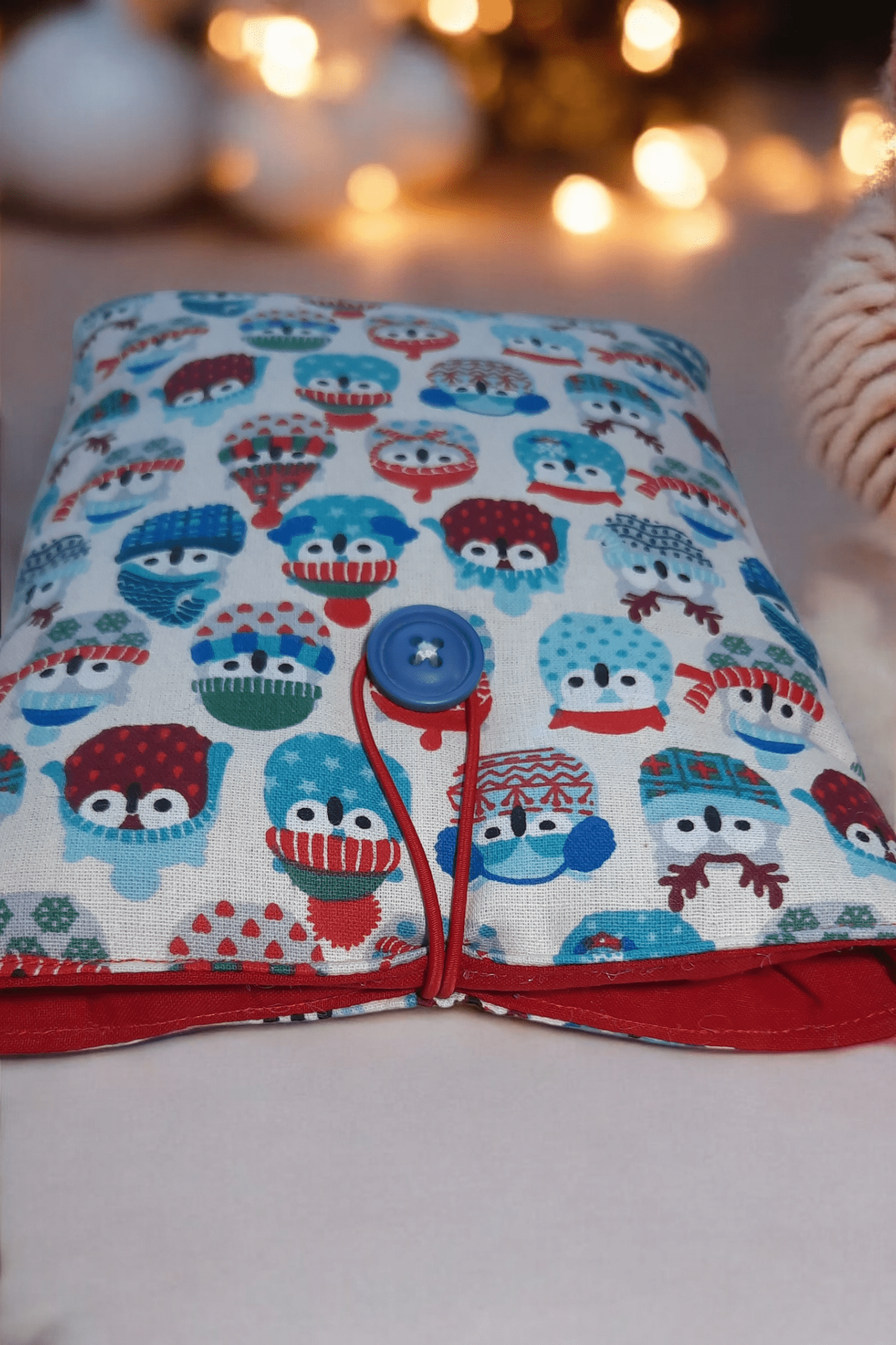 Pochette Molletonnée en Coton Oeko-Tex – Motif Hibou d'Hiver – Protection pour Livres, Liseuses et Tablettes – Image 3