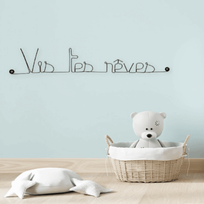 Décoration Murale en Fil de Fer "Vis tes rêves" - à punaiser - Bijoux de Mur
