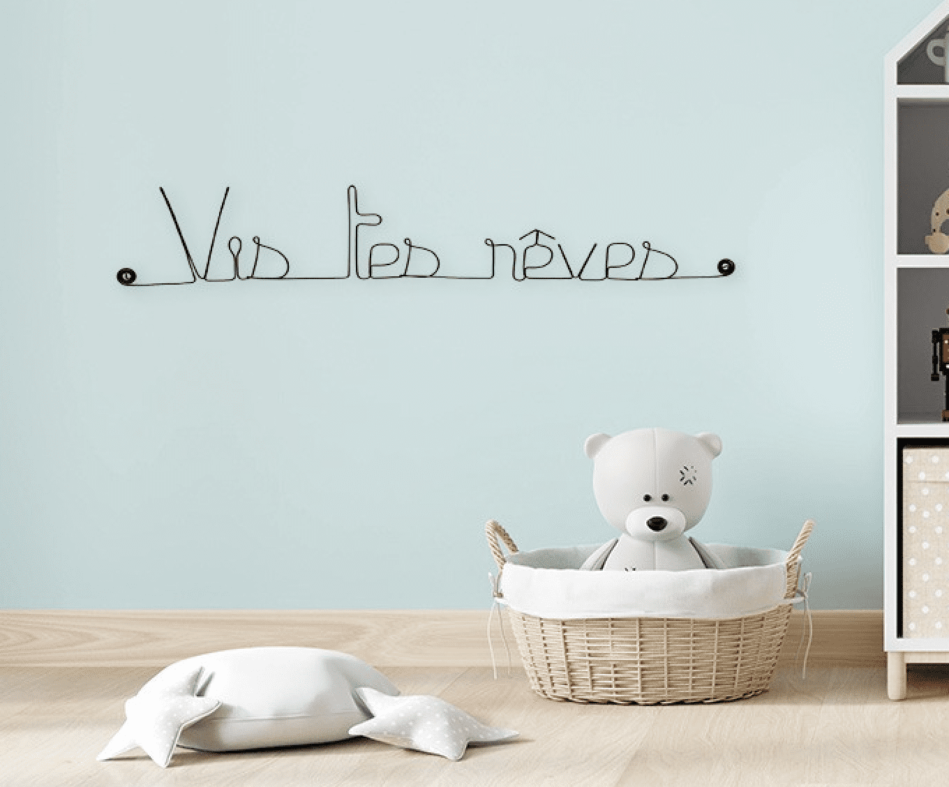 Décoration Murale en Fil de Fer "Vis tes rêves" - à punaiser - Bijoux de Mur
