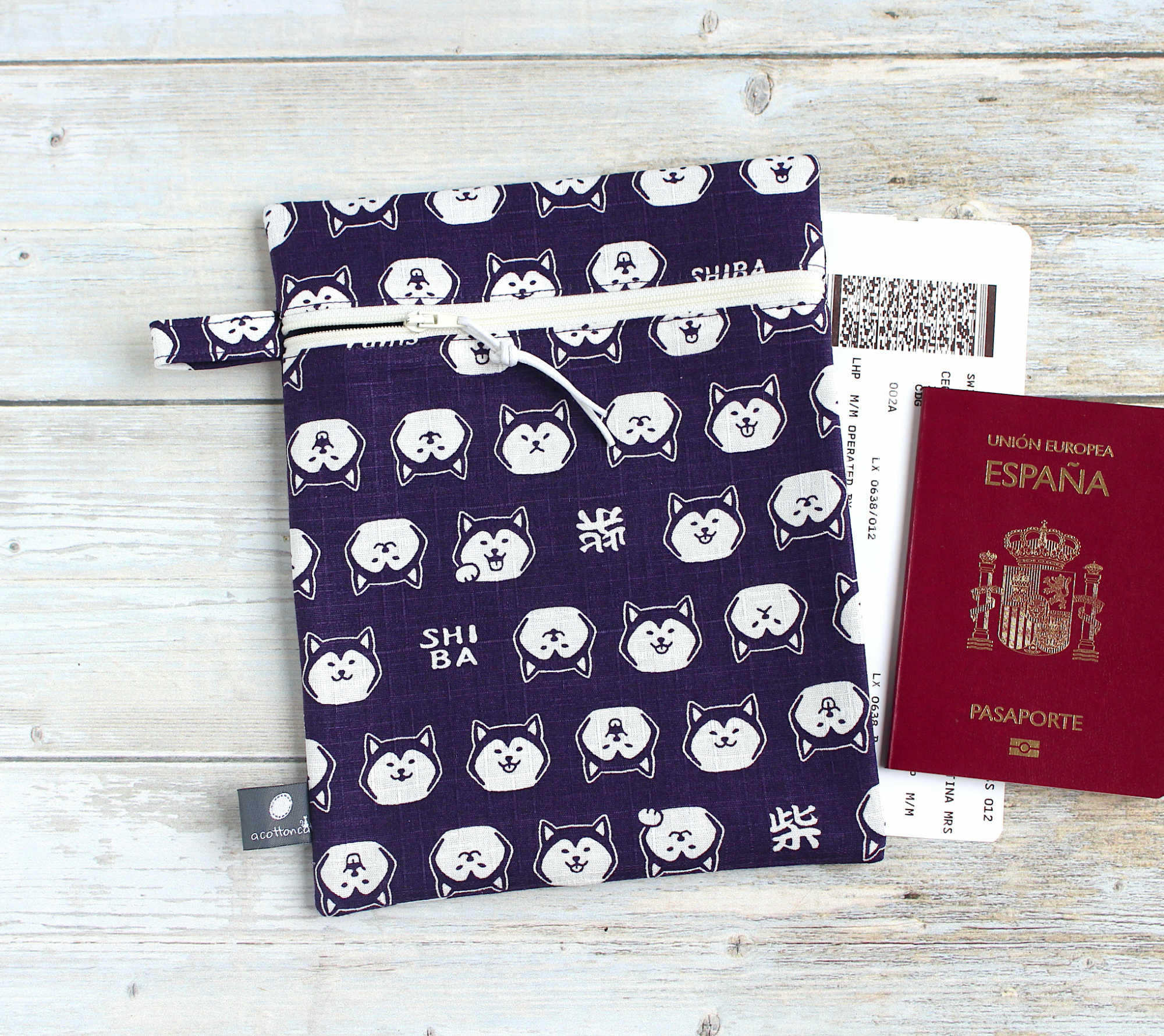 Pochette japonaise zippee, porte livre, étui billets avion passeport – Image 3
