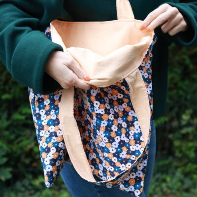 Tote bag reversible en coton (orange)