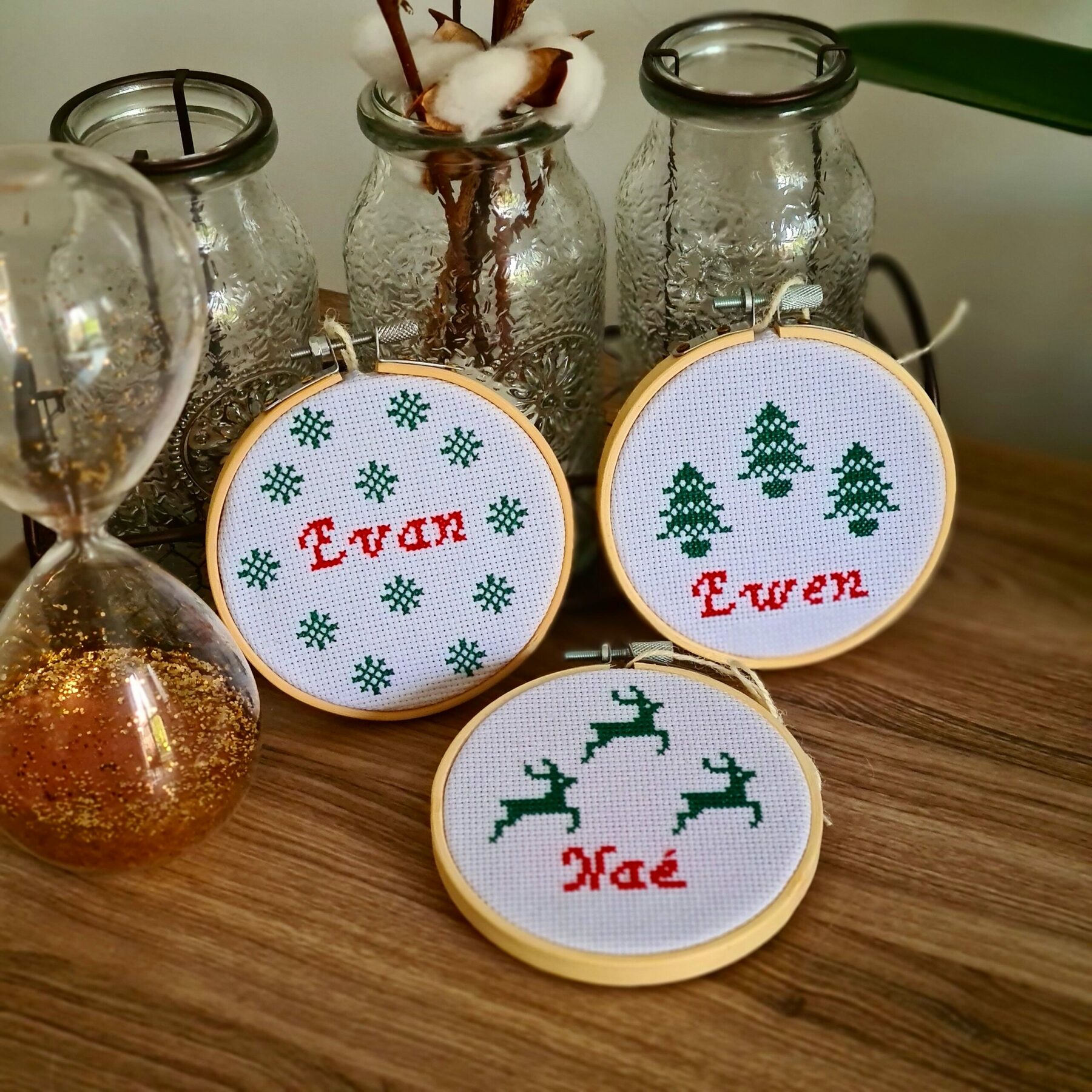 Boule de Noël point de croix à personnaliser