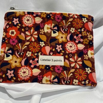 Pochette zipée en velours