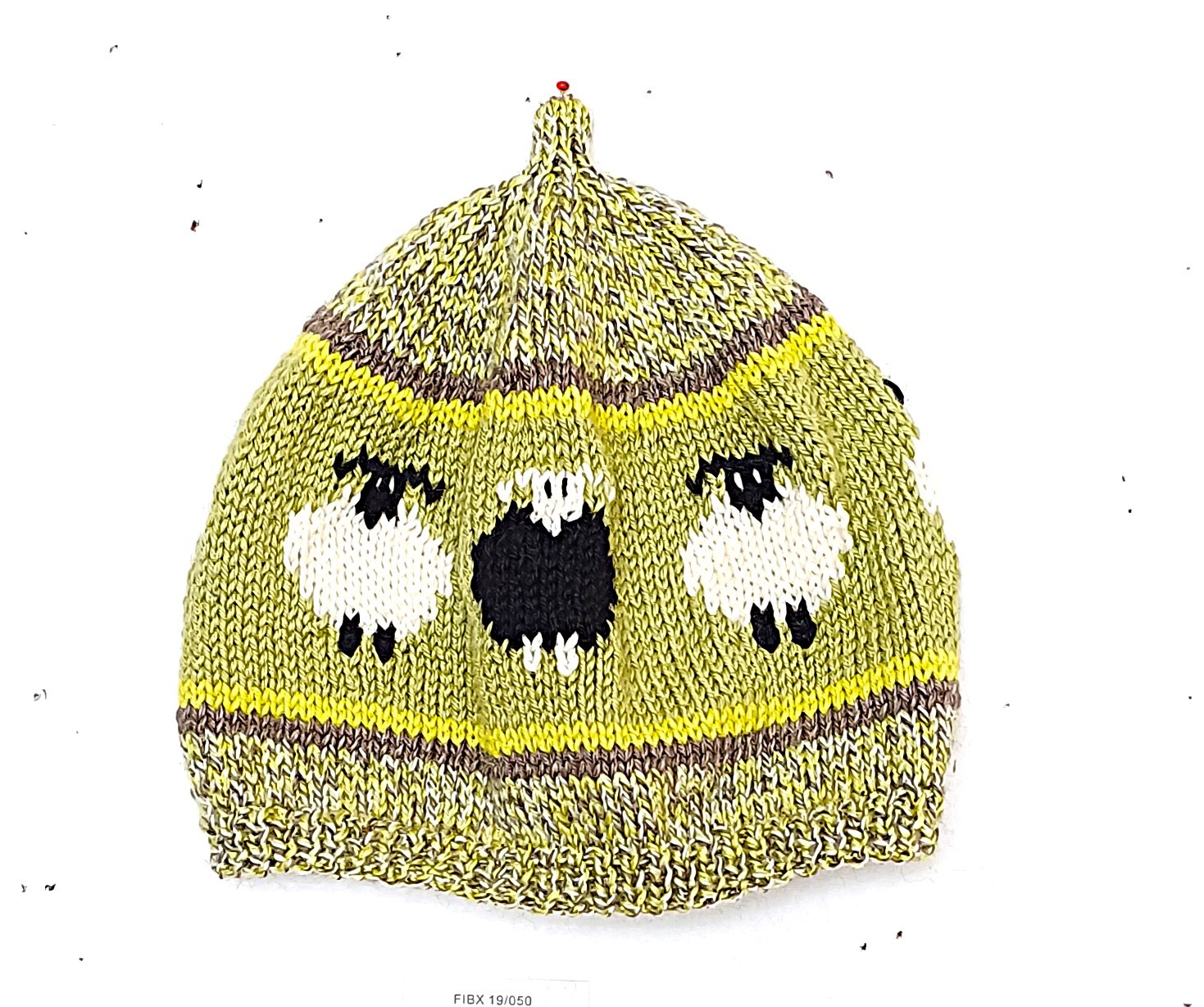 Bonnet avec des moutons, taille 2 ans, tricot main