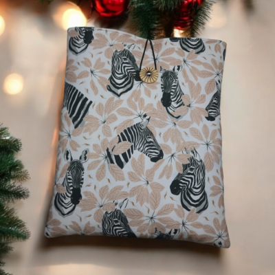 Pochette molletonnée en coton Oeko-Tex – Protège-livres, tablettes et liseuses – Motif zèbres