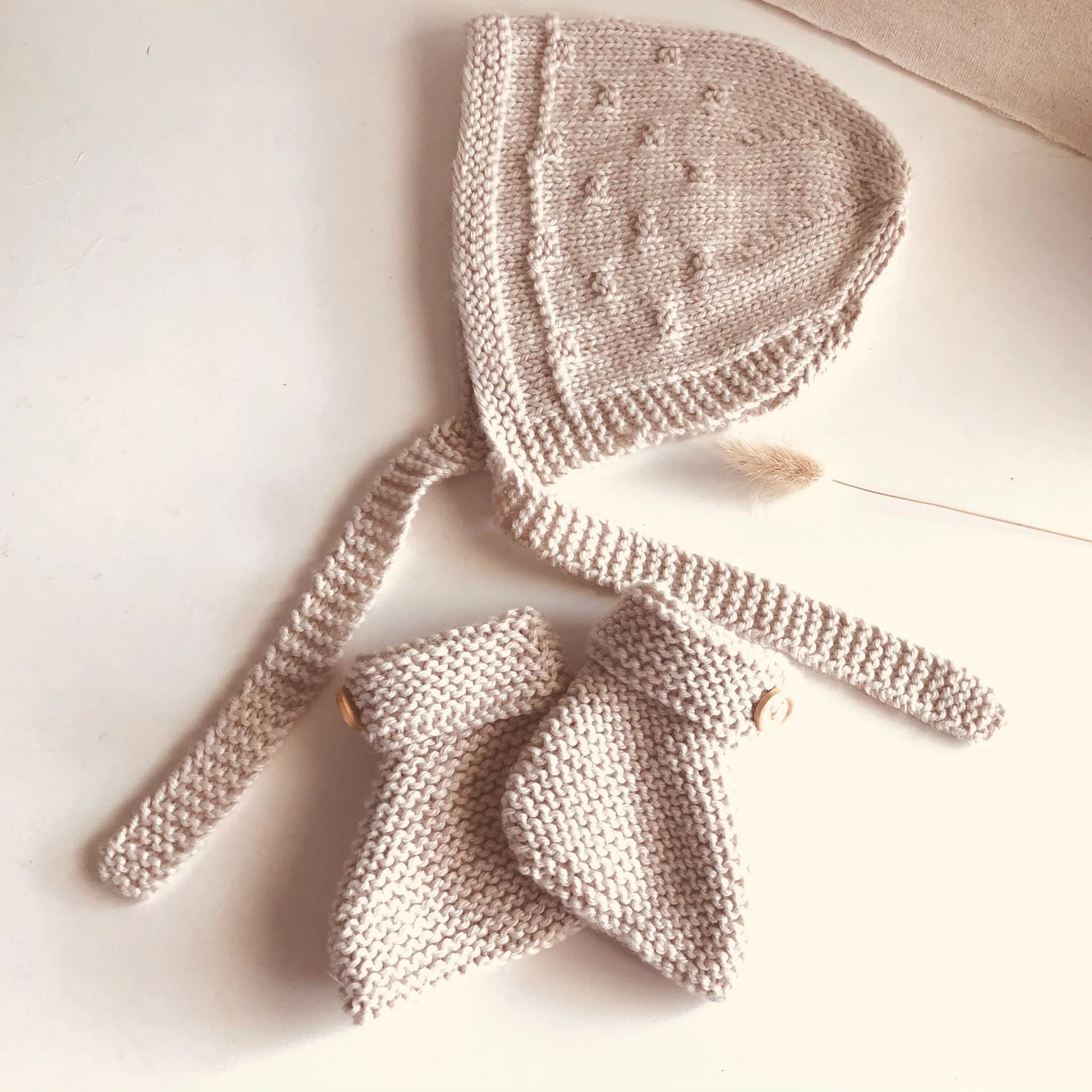 Coffret naissance beguin et chaussons -collection lin bleuet – Image 2