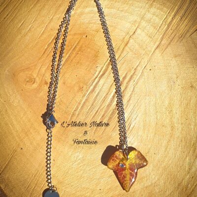Collier artisanal " Lierre de Forêt ( Argenté) " - Made in France