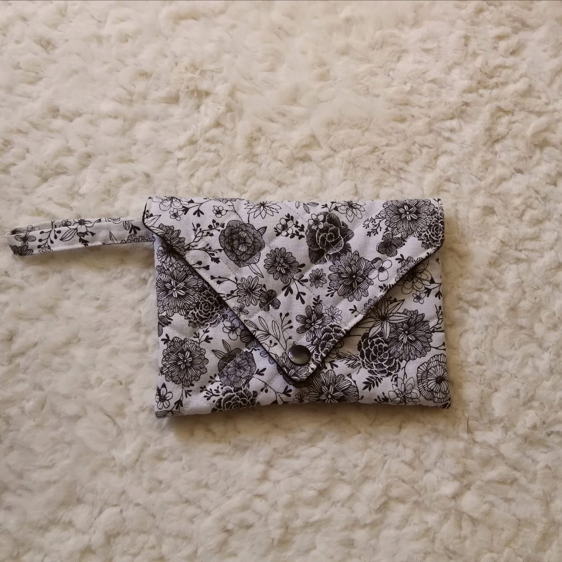 Pochette florale matelassée en coton, avec anse
