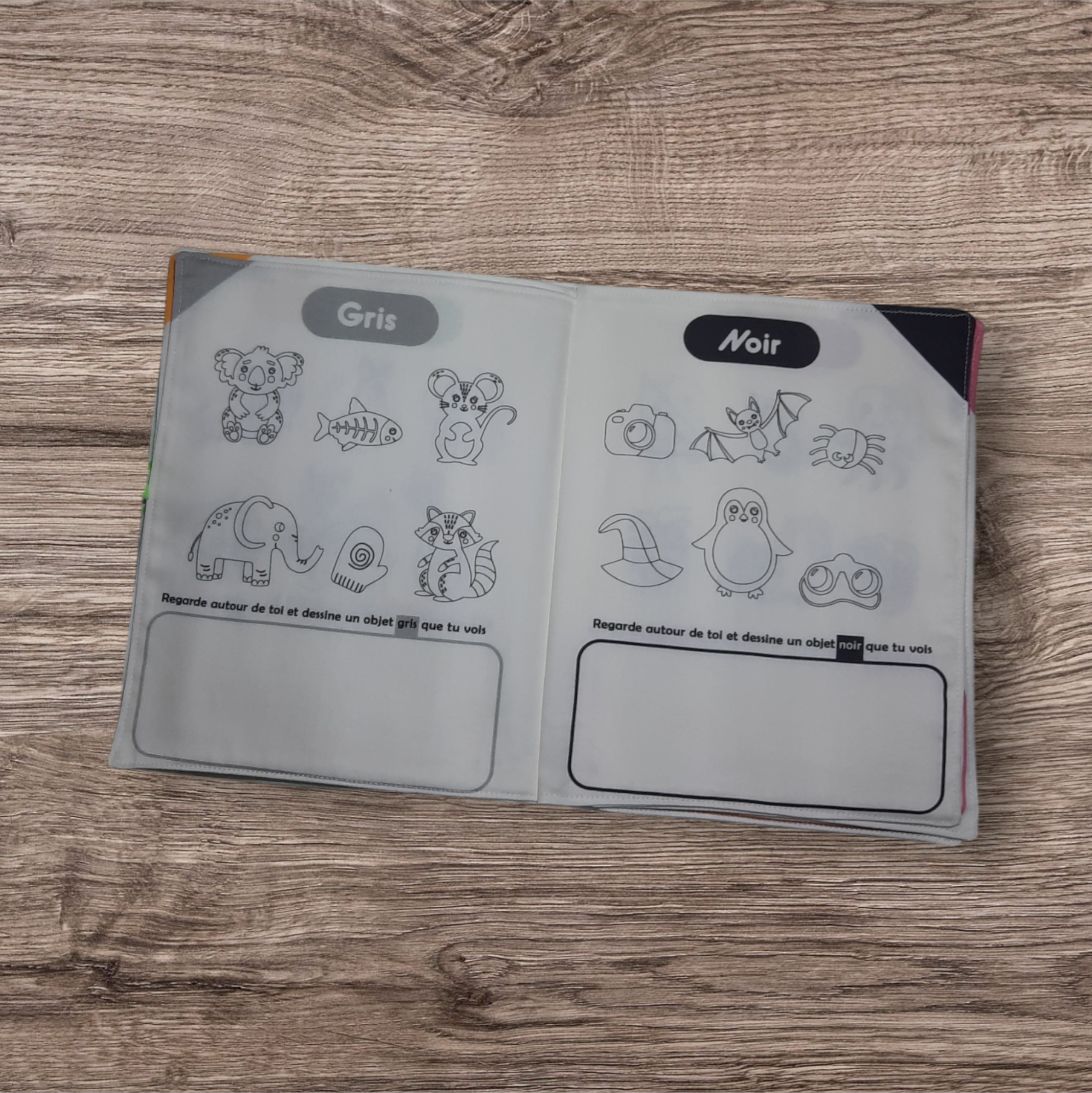 Livre à colorier lavable en coton – 12 pages réutilisables pour enfants 3-7 ans – Image 6