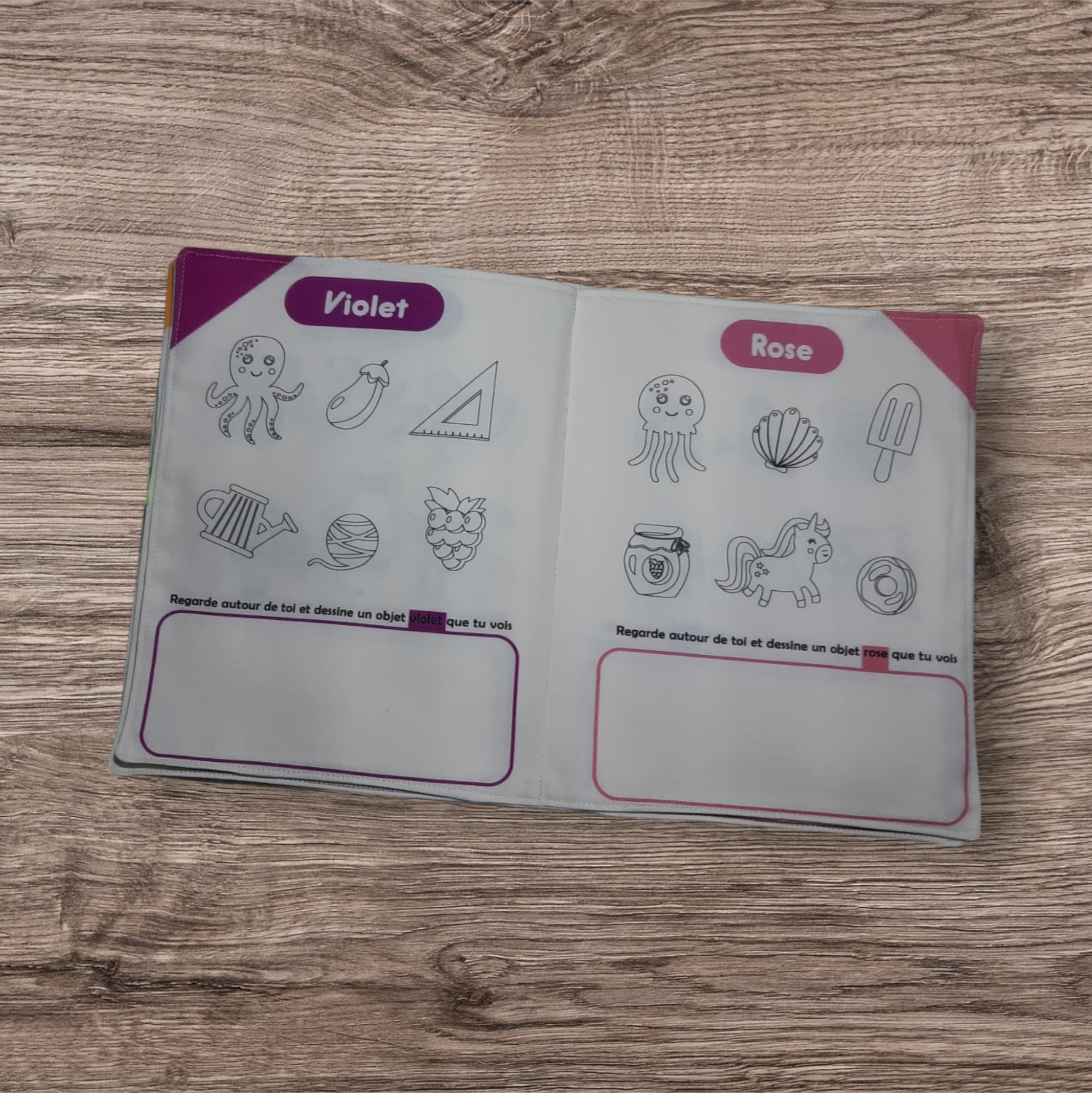 Livre à colorier lavable en coton – 12 pages réutilisables pour enfants 3-7 ans – Image 5