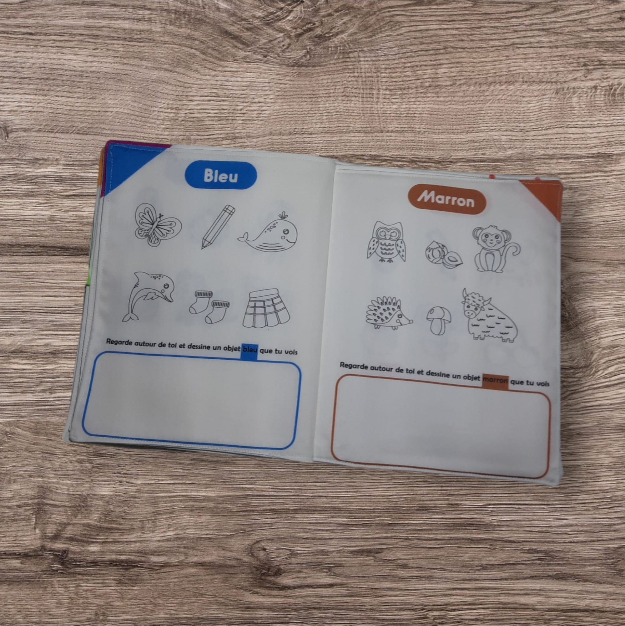 Livre à colorier lavable en coton – 12 pages réutilisables pour enfants 3-7 ans – Image 4