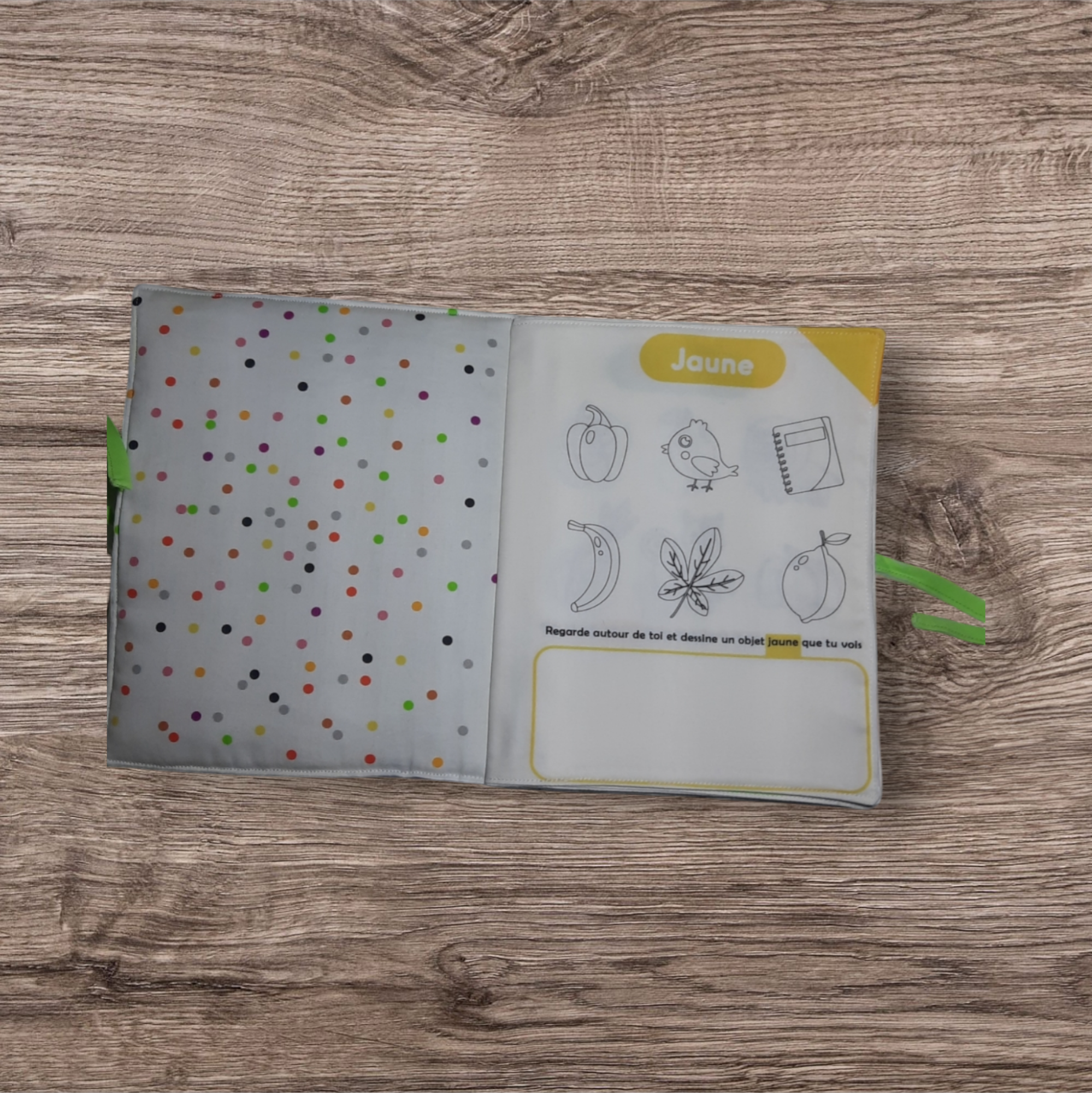 Livre à colorier lavable en coton – 12 pages réutilisables pour enfants 3-7 ans – Image 2